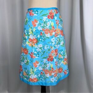 LL Bean Favorite Fit Straight Skirt Women’s Sz 10 Floral 100% Cotton Pockets